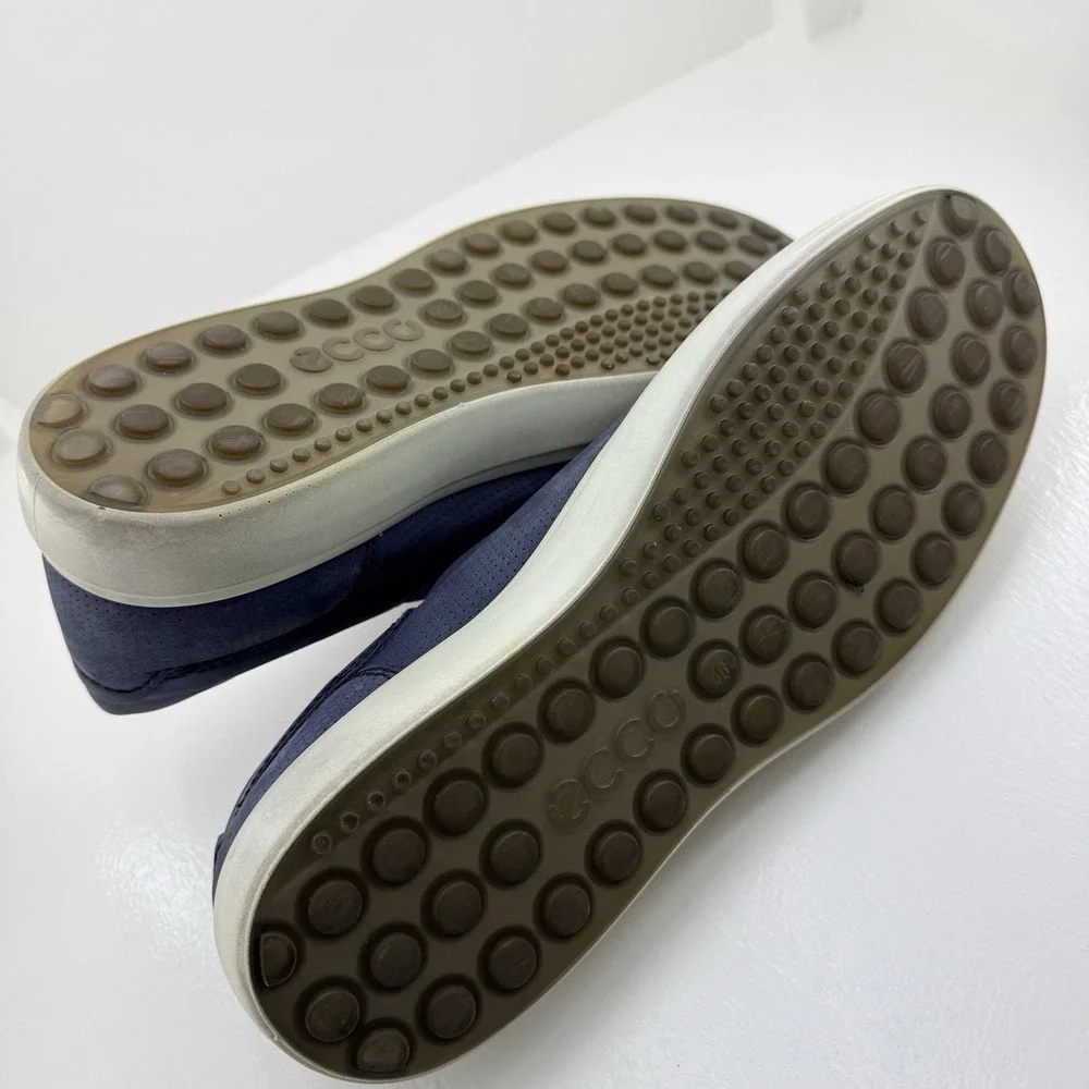 ECCO Soft 7 Street Navy Blue Perforated Leather Sneakers Men's US 12.5 EU 46